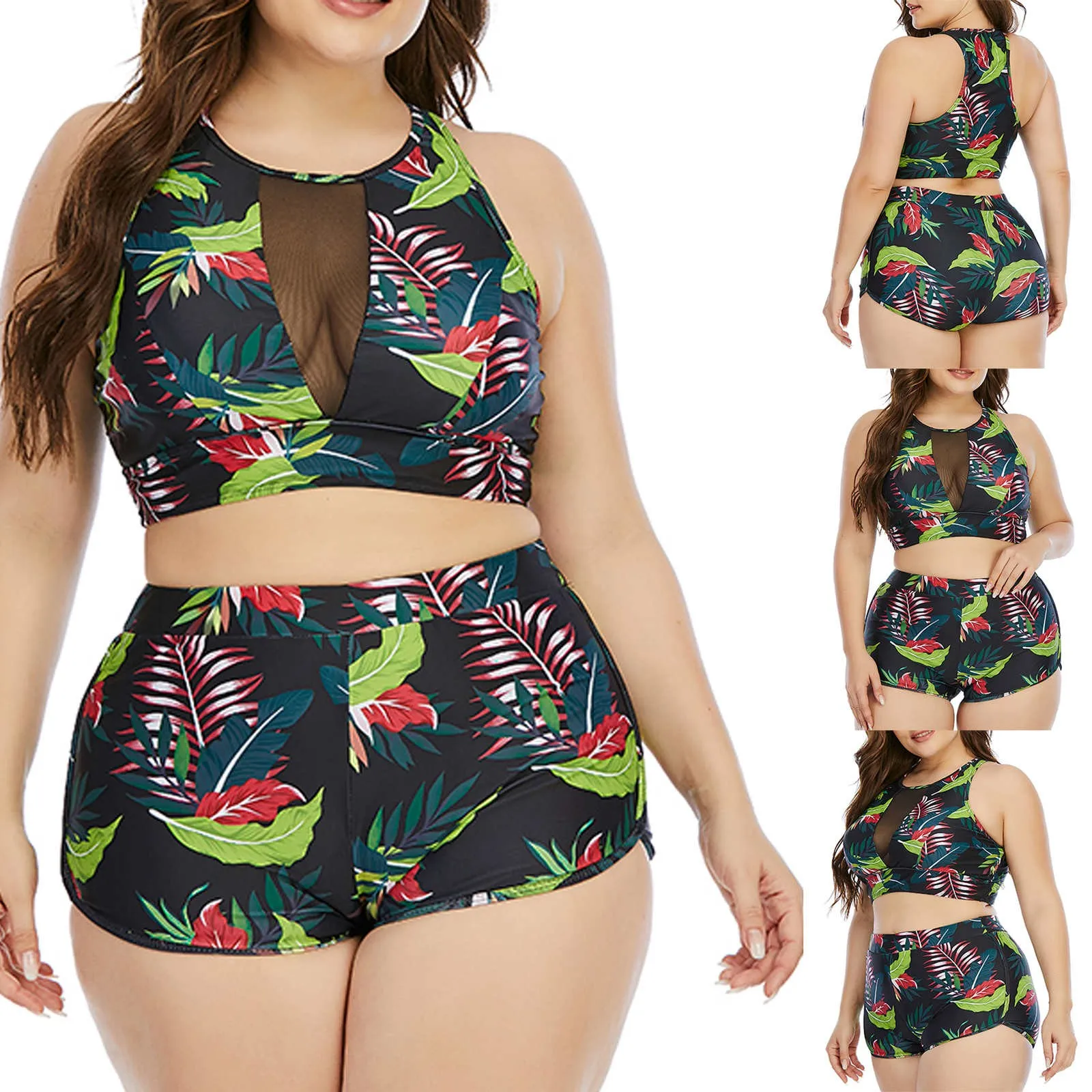 Женская мода растительным принтом из сетчатого материала для Разделение большой