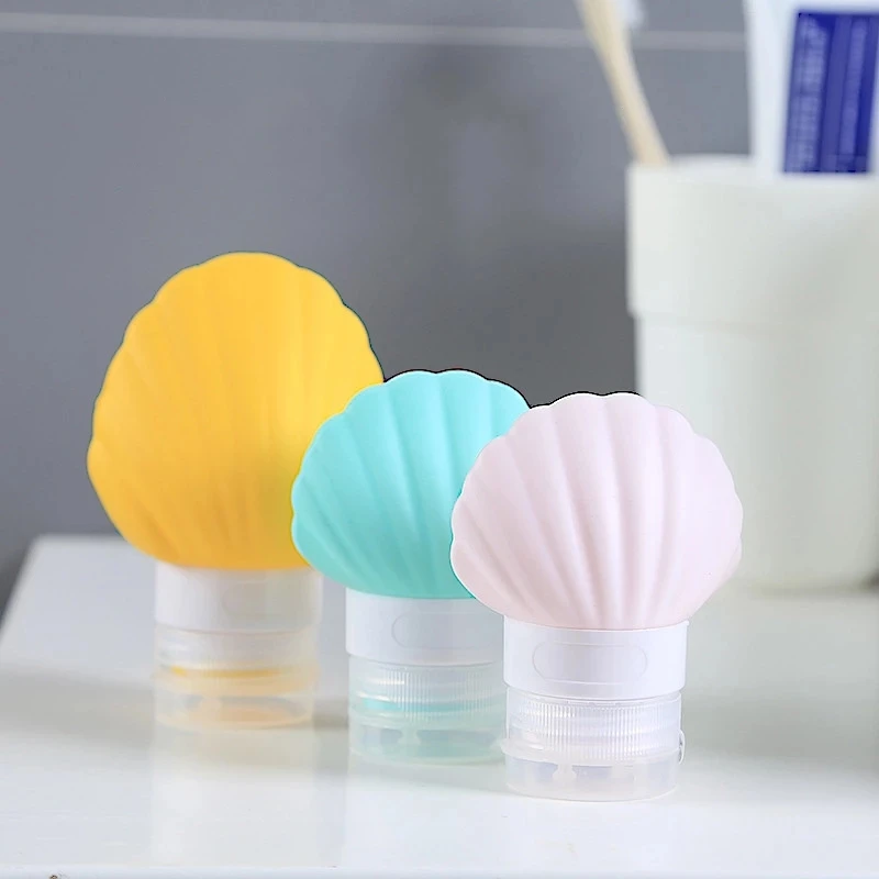 

Cute Empty Silicone Lotion Shampoo Bath Container Cute Shell Shaped Container Portable Candy Color Travel Packing Bottle