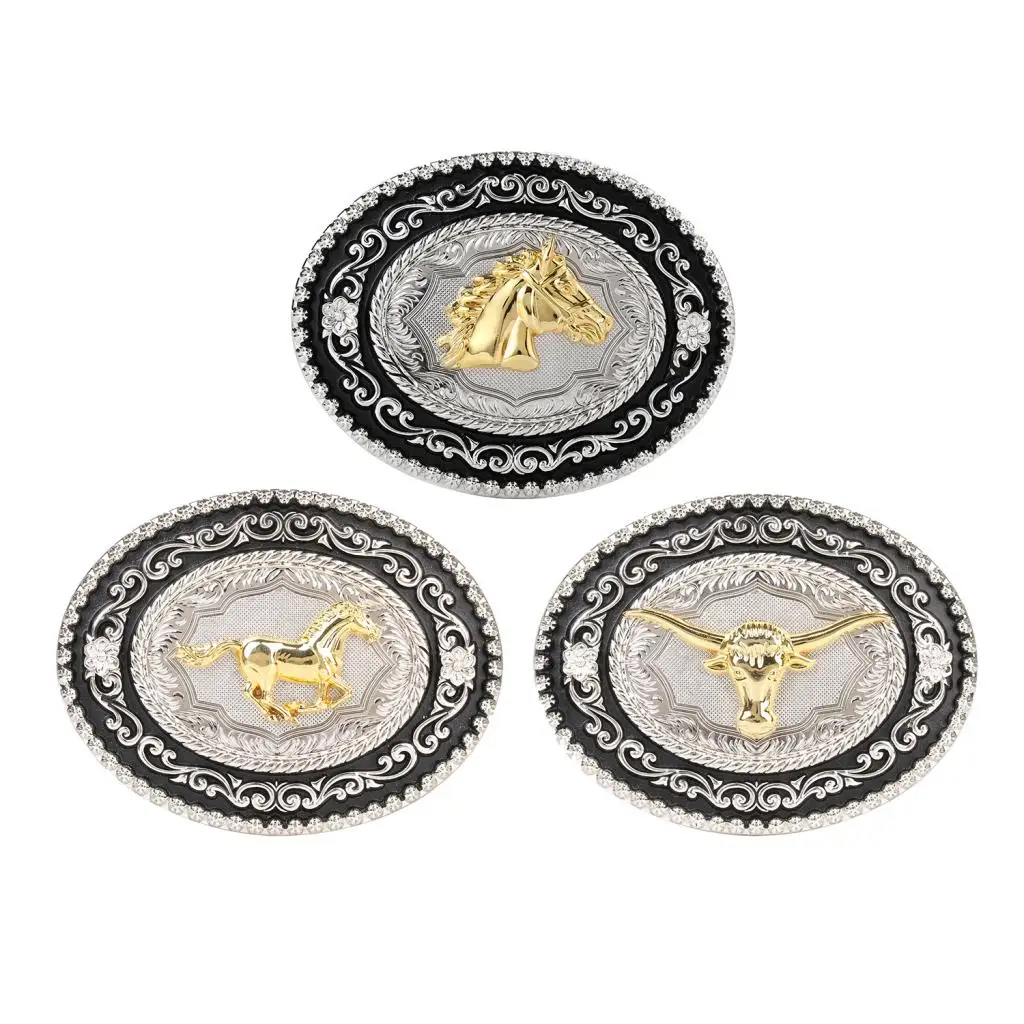 

Retro Western Belt Buckle Animal Long Horn Bull Mens Buckle Belt Accessories