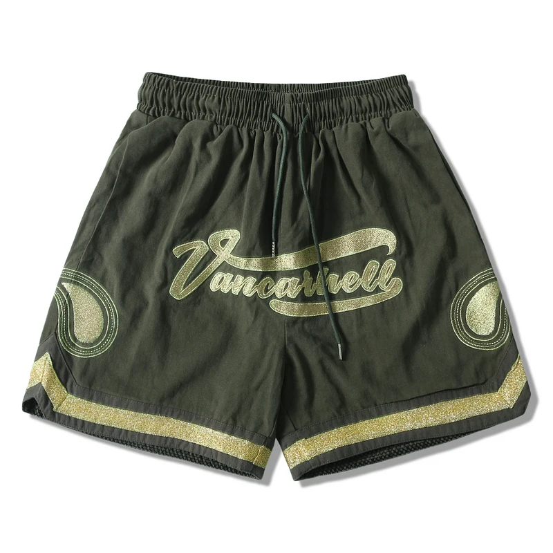 

Mens Harajuku Casual Loose Metallic Yarn Embroidery Basketball Shorts Pants Oversized 2021 Summer Hip Hop Streetwear Shorts