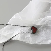 amaiyllis vampire red heart black wine red love heart clavicle chain necklace for lovely girls jewelry