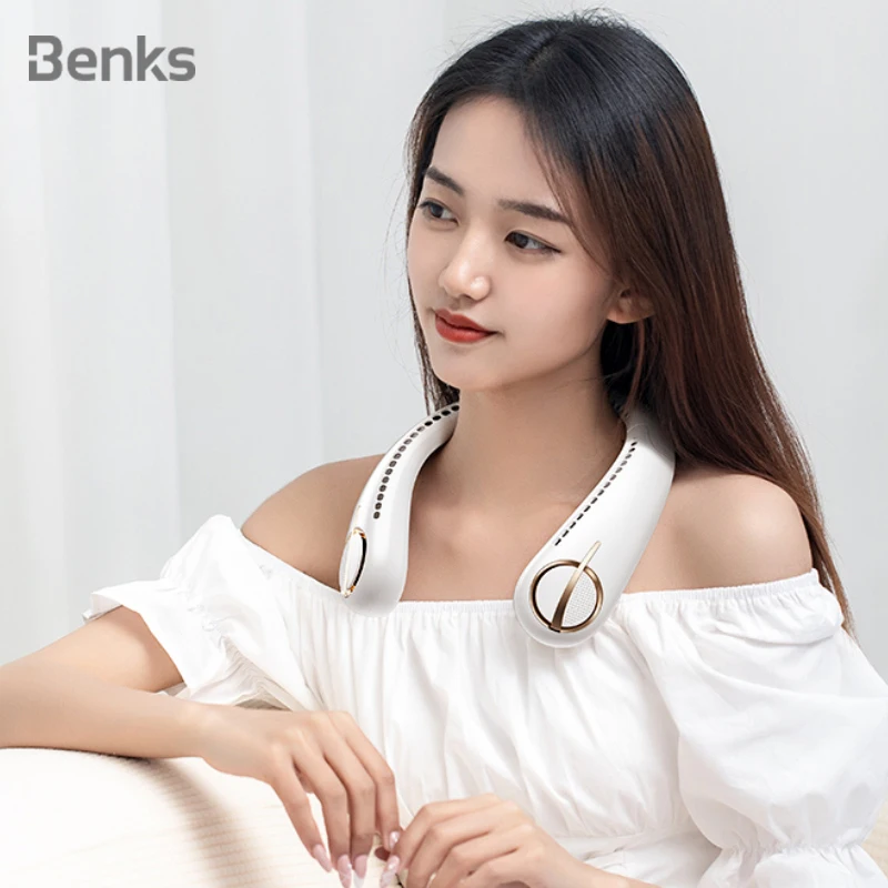 

Benks отрицательных ионов вентилятор с завязками на шее с функцией очистки Воздуха бесшумный вентилятор USB Перезаряжаемые 3-Скорость Регулиру...