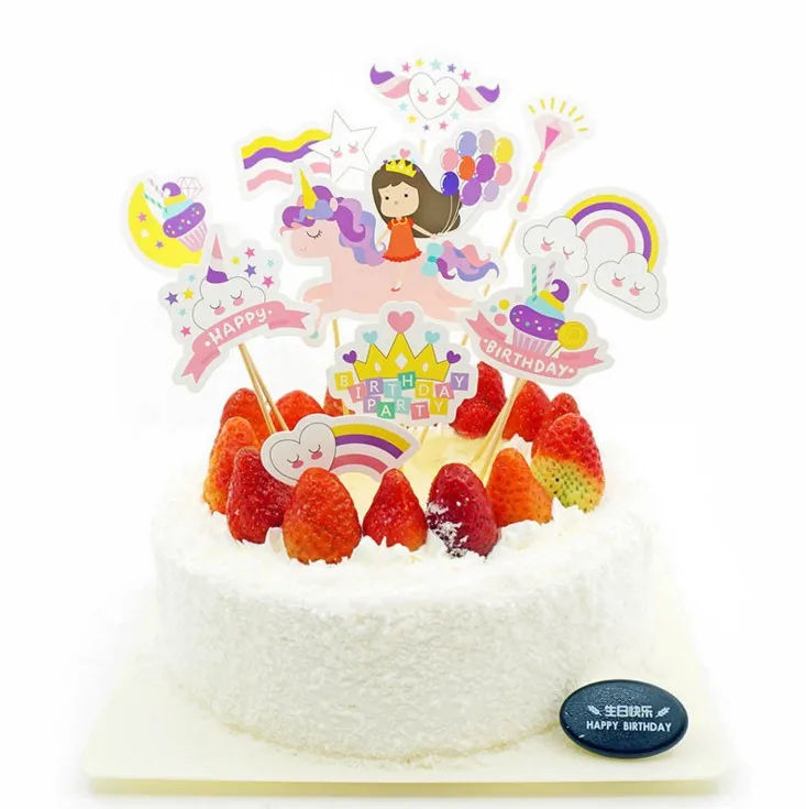 10 шт./упак. в виде единорога из мультфильма тема Топпинг для кексов украшения