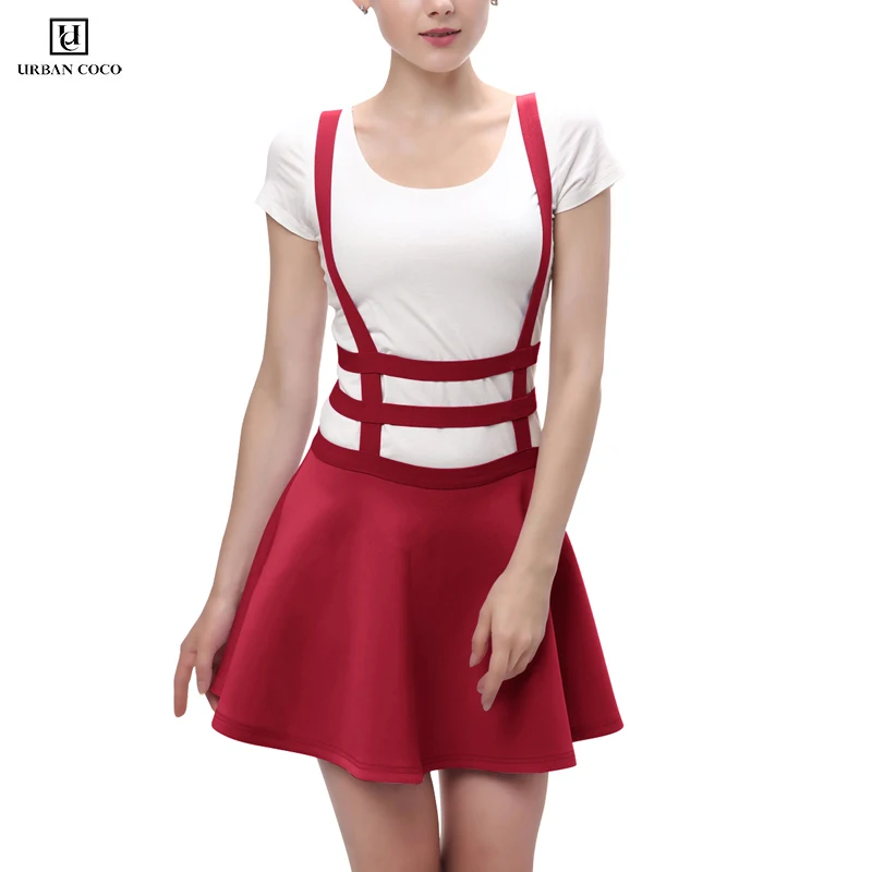 Женская однотонная плиссированная короткая юбка на подтяжках с эластичной