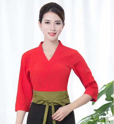 Half sleeve top Белые красные униформа для сотрудниц спа-салонов красоты тайский одежда модные тонкие массажа здоровья комбинезоны Красота салон Рабочая одежда - Цвет: Half sleeve top
