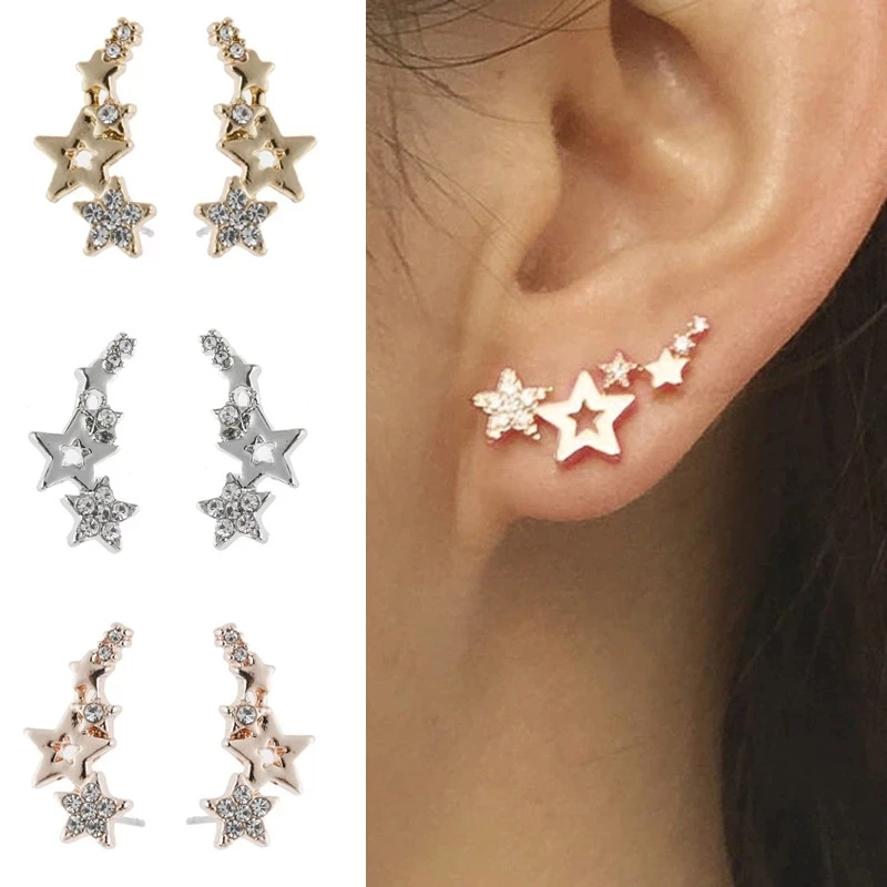 

2021 Shiny Star Moon Stud Earrings for Women Everyday Girls Birthday Gift Jewelry Mini Star Stud Fashion Earrring
