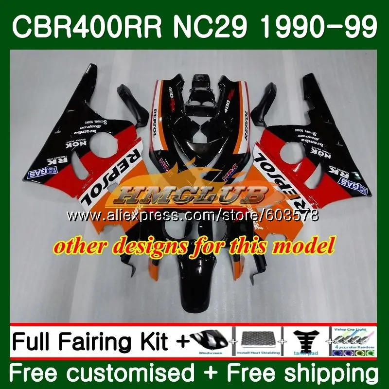 Обтекатель CBR400 RR для HONDA CBR400RR NC29 1994 1995 1996 1997 1998 1999 красный черный 97CL.14 CBR 400 400RR 94 95 96 97