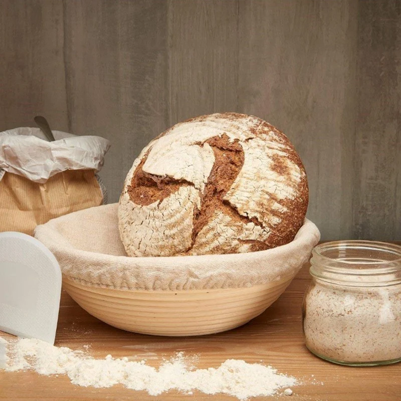 Круглый Banneton проверок корзин комплект-Brot формы Unbleached натуральный тростниковый