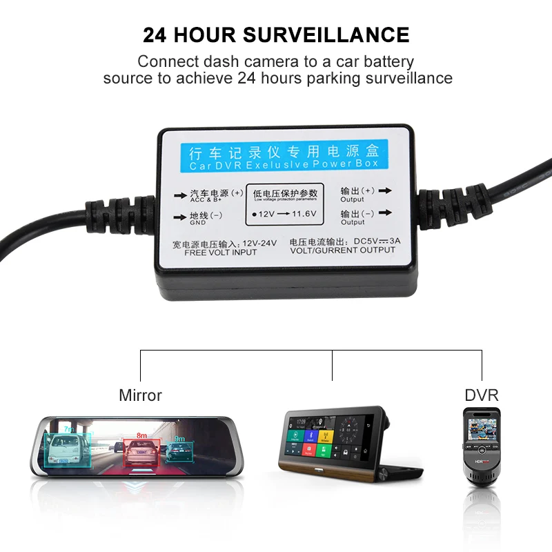Junsun постоянного тока 12В/24В 5В 3A 3M мини-usb зарядное устройство для авто с контрастным Зарядное устройство Жесткий провод комплект жестких дисков для Dash Cam Reaview зеркало Камера gps автоматической зарядкой