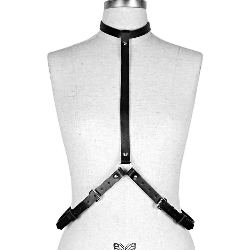 Бондаж Fullyoung женский кожаный в стиле панк бандаж на грудь БДСМ Пастельная готика