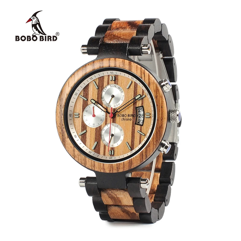 Мужские наручные часы BOBO BIRD Wood роскошные Брендовые Часы с отображением даты и