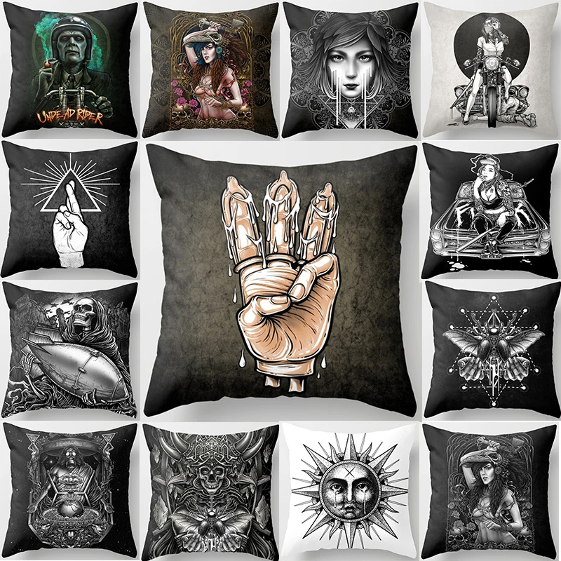 

Hot sale funny pictures sun finger pattern pillow case short plush square thick high quality pillow cover size 45cm by 45cm