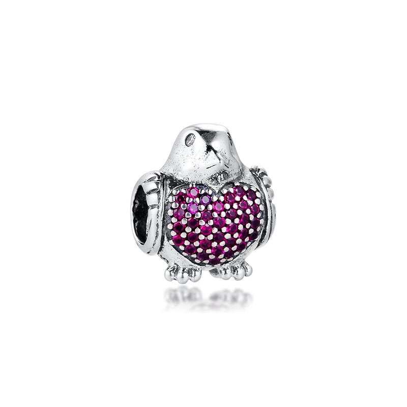 

Charms 925 Silver Original Fit Pandora Bracelets Sterling Silver Red Robin Charm Beads for Women diy Jewelry