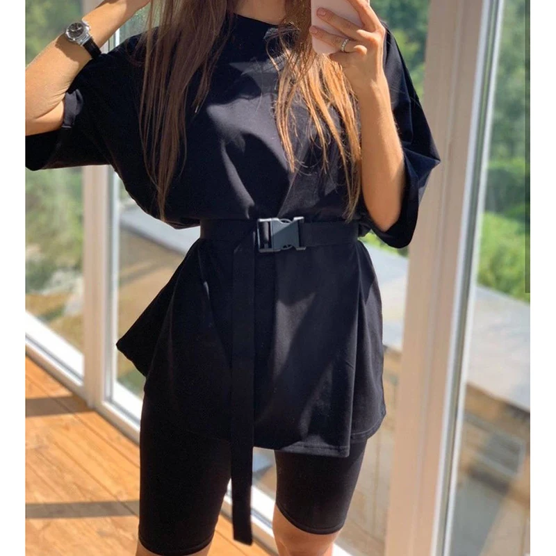 

Elegant Women's Suit Solid Loose O-Neck Tops & Shorts Sport Suit Summer Lady Clothing Set Casual Daily Two Piece Sets Outfit