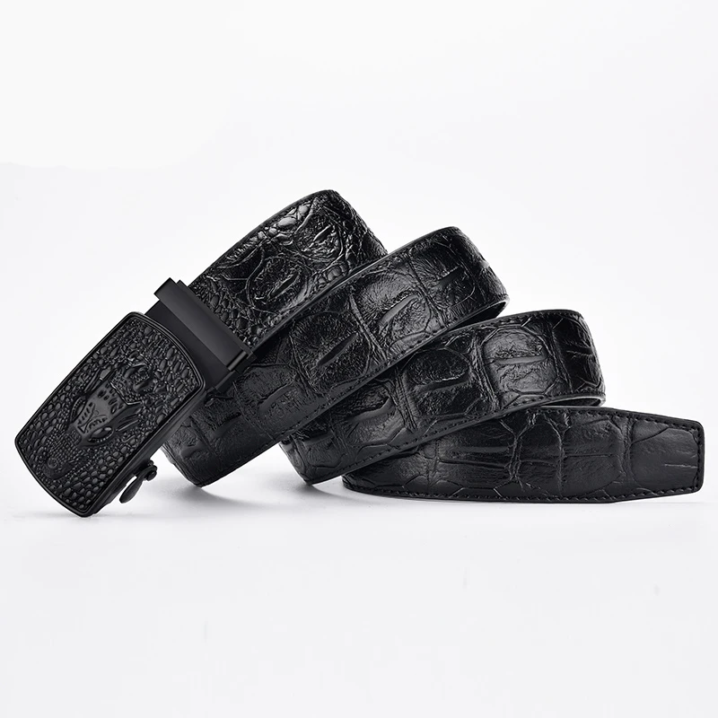 

Belt men's leather automatic buckle business casual High-quality crocodile pattern leather belt with automatic dropshipping 2021