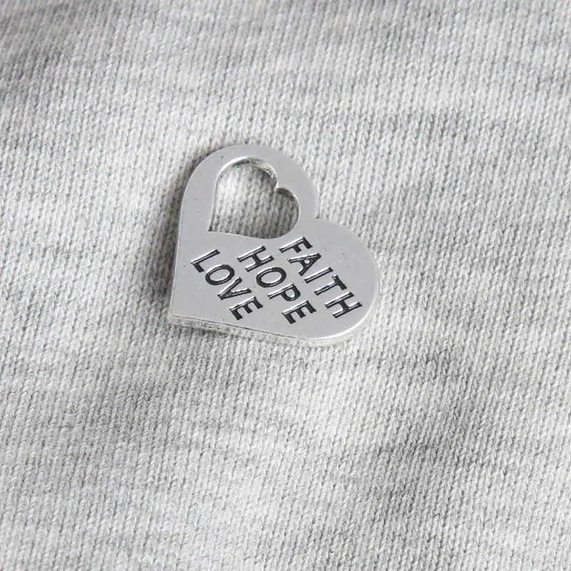 

HAEQIS Fashion Vintage Faith Hope Love Heart Alloy Message exquisite Charms 16*19mm 50pcs AAC170