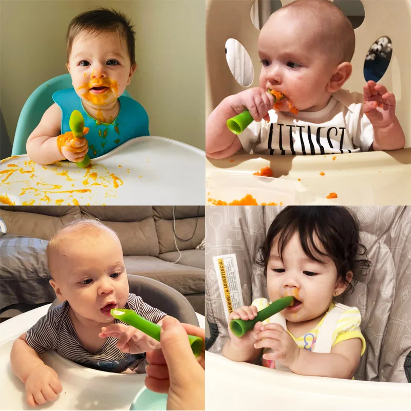 столовые приборы для малышей Детская Мягкая силиконовая ложка кормления детей
