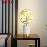 wpd modern table lamp led desk light brass luxury marble decorative for bedside bedroom living room office