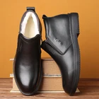 Мужские зимние ботинки из натуральной кожи, с шерстяной подкладкой