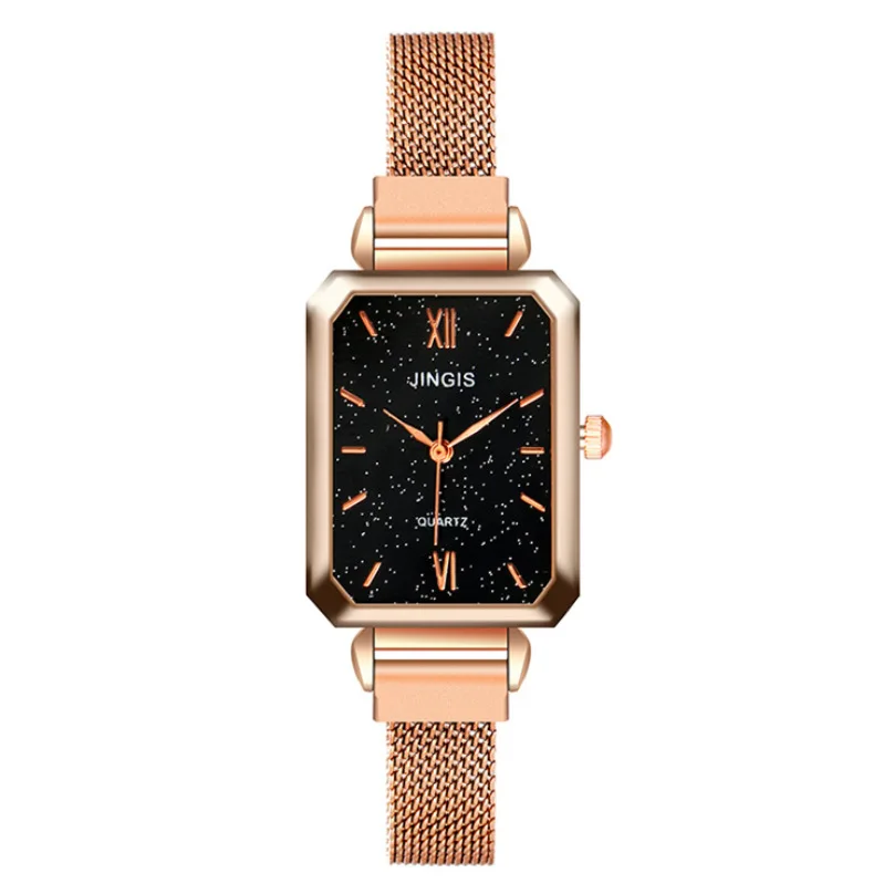 

Ladies Watch Fashion Brand Square Ladies Quartz Watch Green Dial Simple Rose Gold Mesh Luxury Ladies Watch