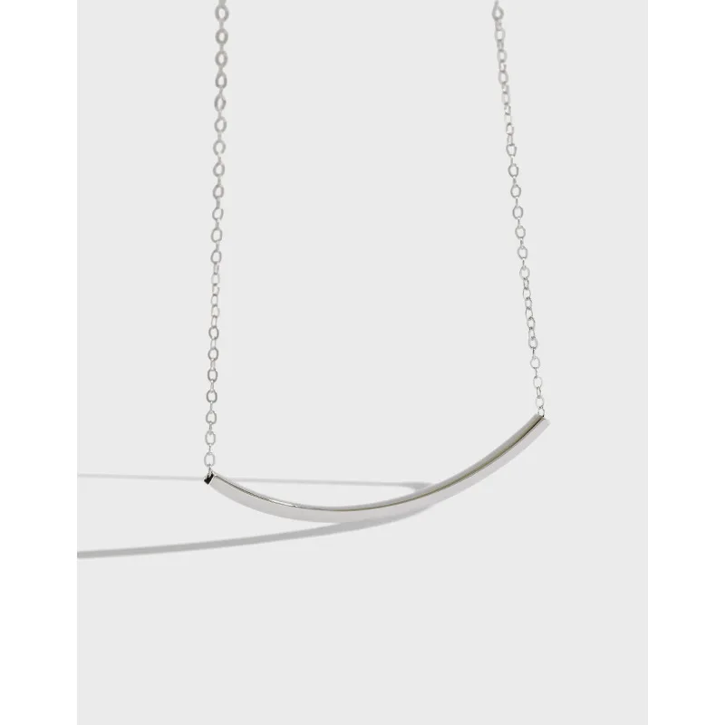 

RAINBOW HOOP Simple Classic S925 Sterling Silver Smile Geometric Personality Design Square Women's Necklace Fine Jewelry