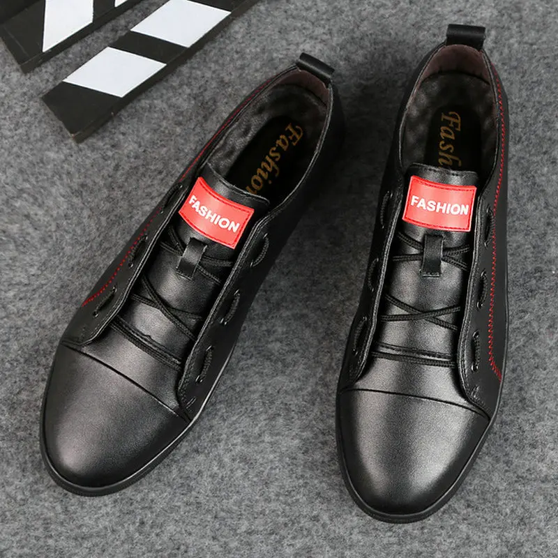 

Мужские повседневные кроссовки, Натуральная Воловья кожа, черные, белые