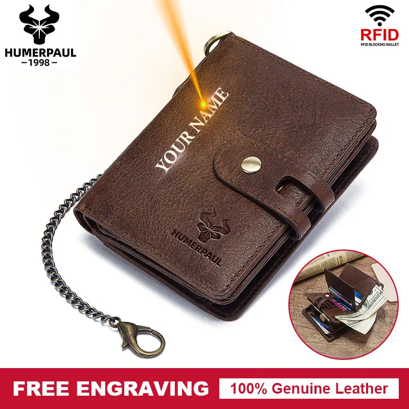 Кошелек мужской из натуральной кожи с гравировкой отделением для монет | Багаж и