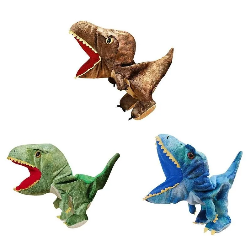 

1pcs Funny Soft Stuffed Tyrannosaurus Rex Finger Dolls Toy Plush Parent-child Puppet Hand Toy Cute Interactive Simulated Din A3F