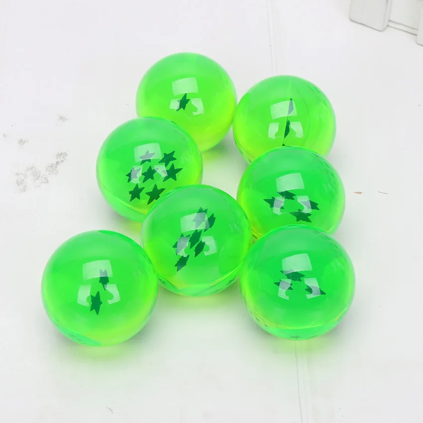 Green opp bag 7 шт/лот 4 см Жемчуг дракона Z Хрустальный шар Стрекоза 7 звезд хрустальные шары оранжевый черный синий звезды полный набор - Цвет: Green opp bag
