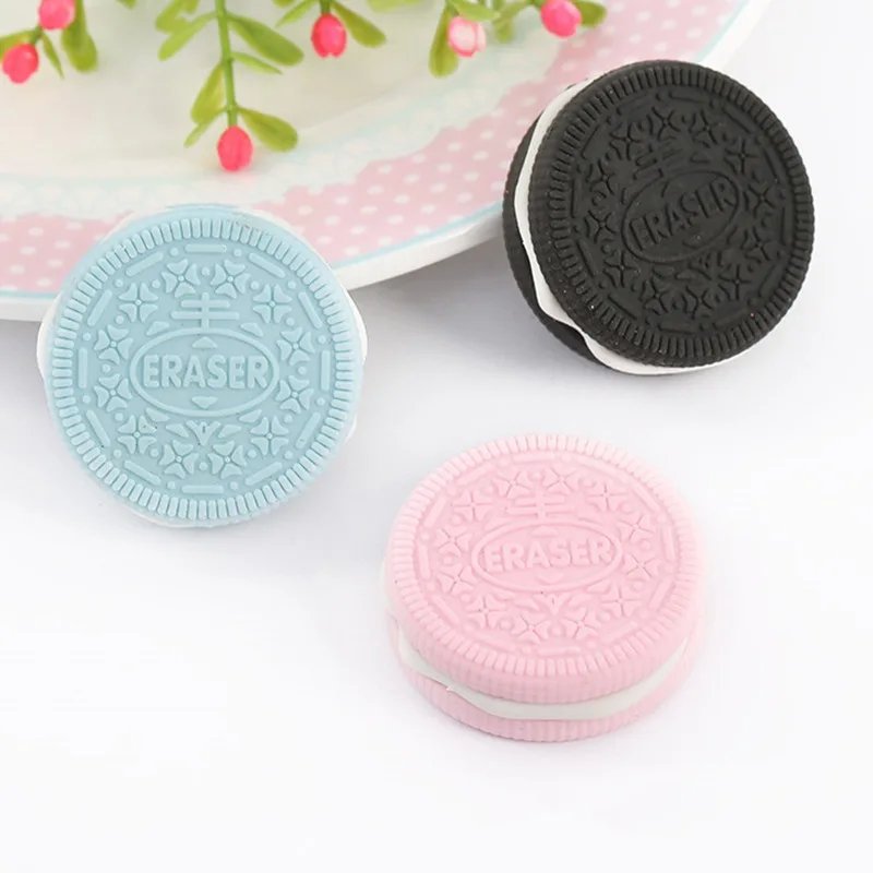 1PCS Creative Eraser Chocolate Cake Strawberry Biscuit Cookie Modeling School Supplies Sandwich Pink Blue Black Dessert Rubber | Канцтовары