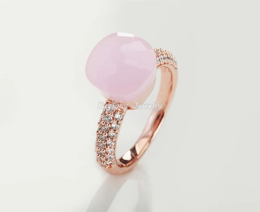 

2021 высшее качество очаровательный бренд Цирконий и розовый кристалл розовое золото кольца для друзей подарок