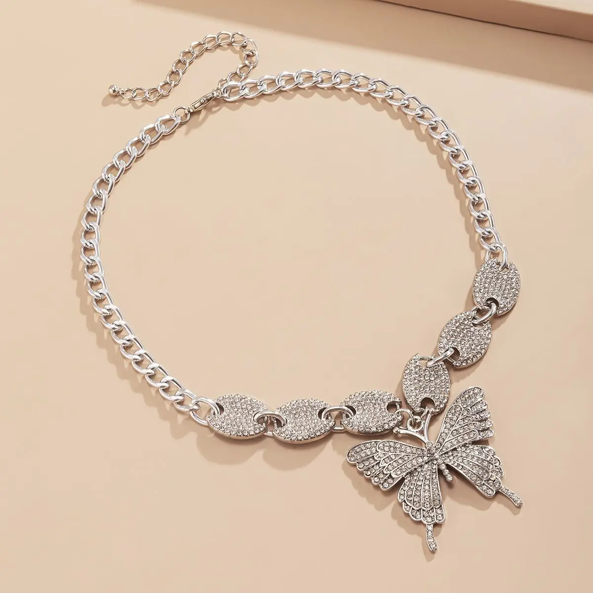 Новинка 2021 ожерелье с бабочкой со сверкающими бриллиантами кубинская цепочка