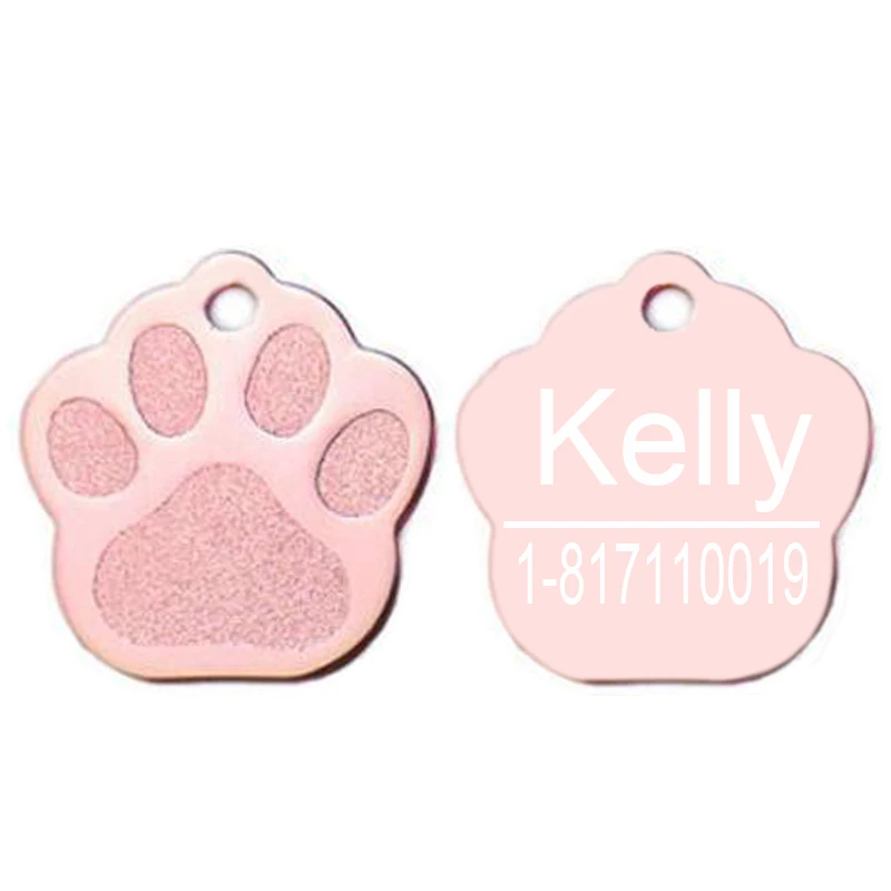 Shimmer Paw Pet Dog ID бирка Персонализированная индивидуальная гравировка ярлыки в форме кота домашних животных имя телефона номер таблички блеск ID бирка для щенка