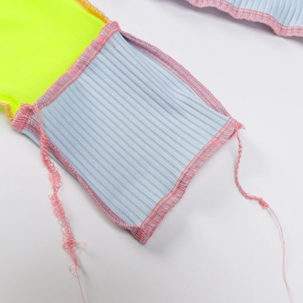 Y2K модный пэчворк стежка сетчатые кроп топы панк Стиль со стоячим воротником с