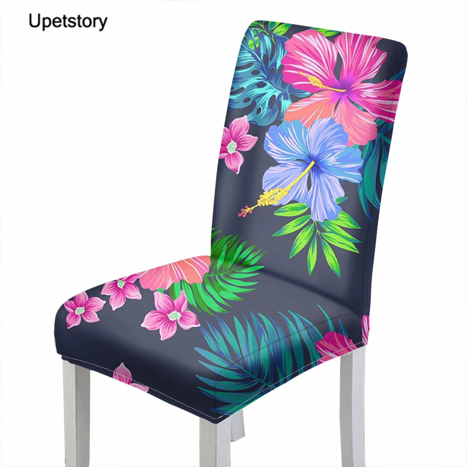

Upetstory Elastic Chair Covers Hawaiian Hibiscus Print Anti-dirty Stretch Spandex Dining Chair Protector Removable Slipcovers