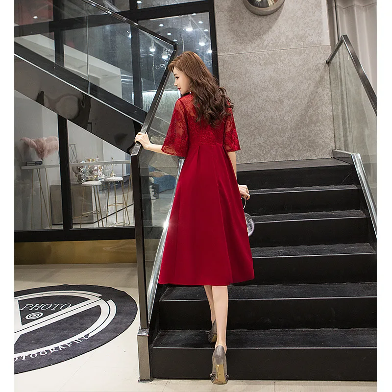 chinese Style Half Sleeve Pregnant Women Dress Mandarin Collar Style Women Formal Dresses Wedding Dress For Pregnant Woman ZL641