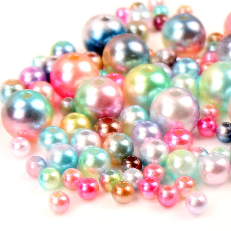 Круглые имитация радужных цветов пластиковые ABS жемчужные бусины для шитья