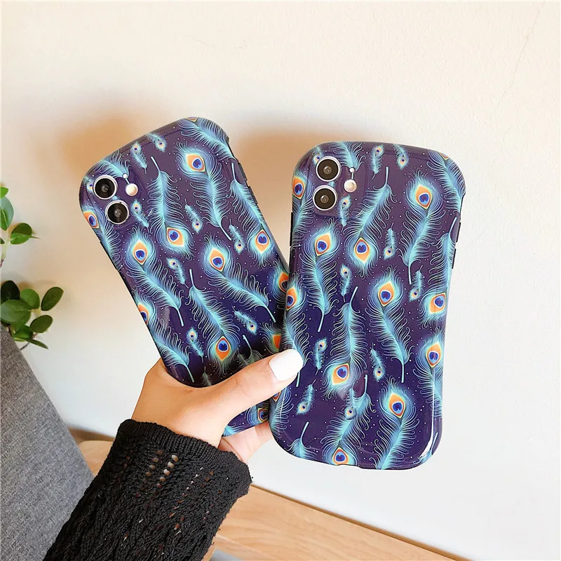 Роскошный чехол для телефона с павлиньими перьями iphone 11 Pro Max 7 8 plus X XR XS SE 2020 задняя