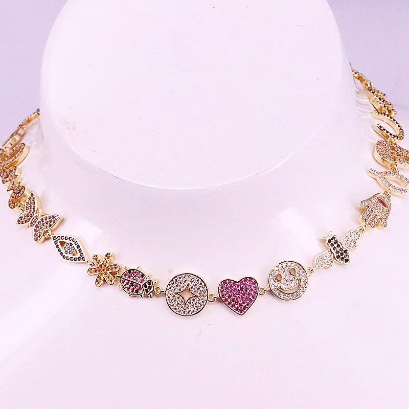 Женские ожерелья с фианитом 3 шт. золотым наполнителем модные ювелирные