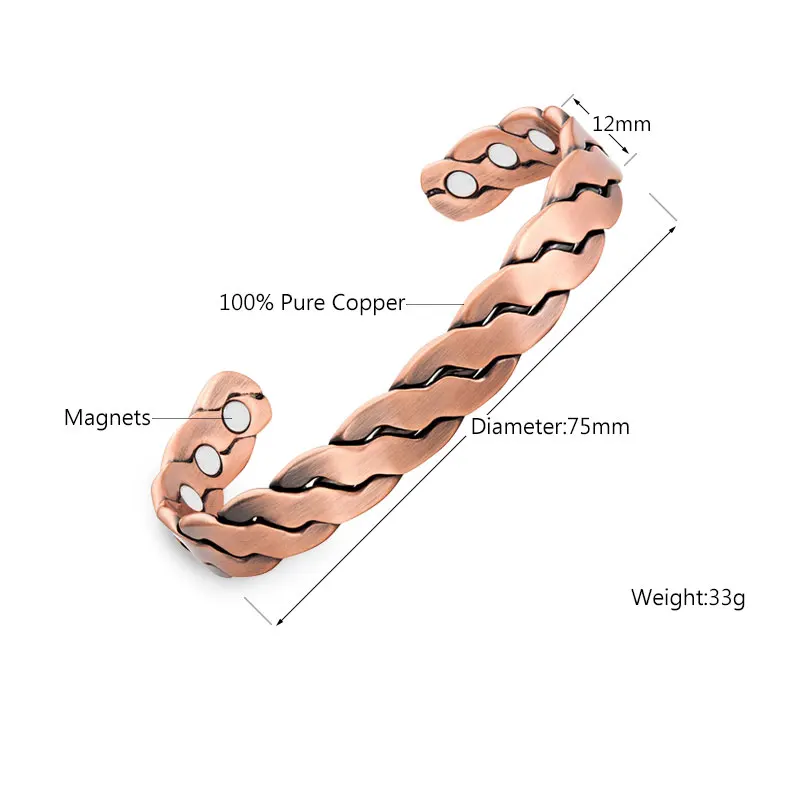 Escalus Health мощный античный медный женский магнитный браслет для мужчин Bio Healing