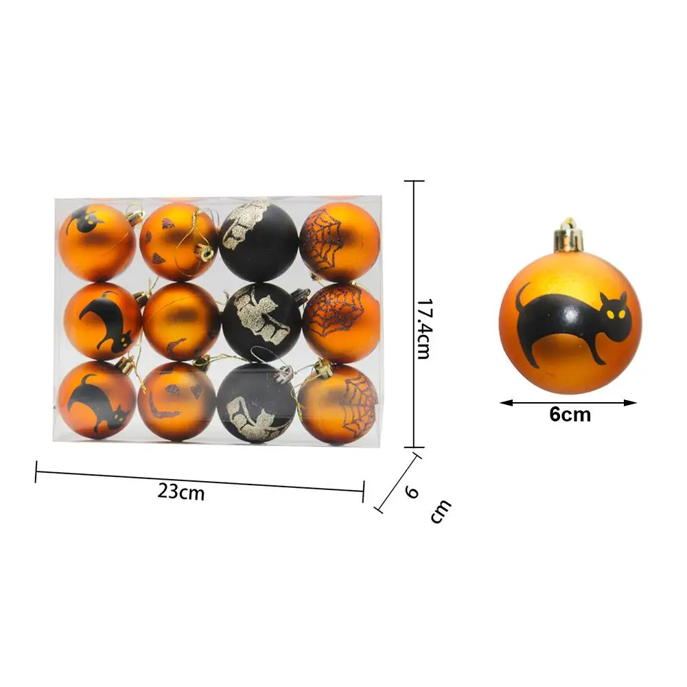 

12PCS Halloween Decor Balls Halloween Decoration Ball Painted Matte Plastic Ball Scene Layout Props