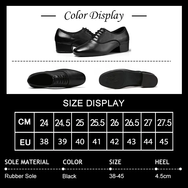 SWDZM Men Latin Dance Shoes Ballroom Tango Dancing Shoes for Man Male Genuine Leather Rubber Sole Jazz dance Sneakers Adults 4.5