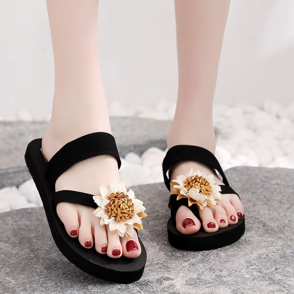 SAGACE Women's Flip Flops Flowers Breathable Beach Shoes Casual Summer Home Outdoor Anti-slip Open Toe Flats Women | Спорт и