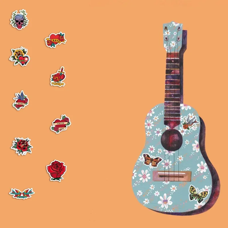 103050100pcs color beauty retro tattoo love cool stickers skateboard laptop guitar car graffiti decal home doodle diy sticker free global shipping