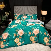 Fashion Floral Leaf Pattern Bedding Set Luxury 60S Premium Cotton Silky Soft Queen King Size Duvet Cover Bed Sheet Pilowcase