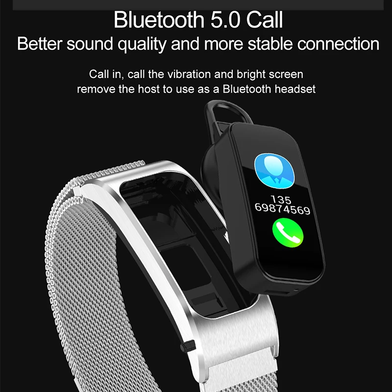 Смарт часы Bluetooth наушники браслет с кислородом крови умные входящий напоминание