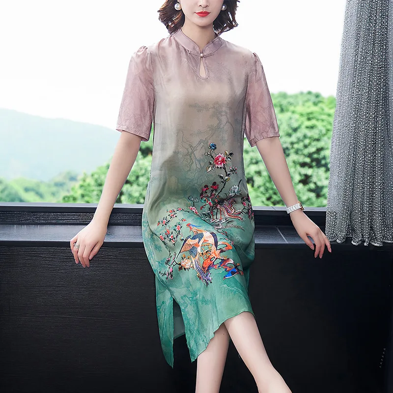 Женское платье с коротким рукавом Повседневное цветочным принтом в Корейском