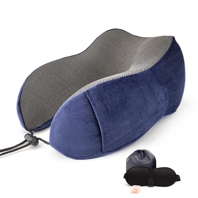 Navy blue Новые u-образные подушки для шеи из пены с эффектом памяти, мягкие медленные подушки для путешествий, однотонный шейный затылочный медицинский постельные принадлежности, Прямая поставка - Цвет: Navy blue