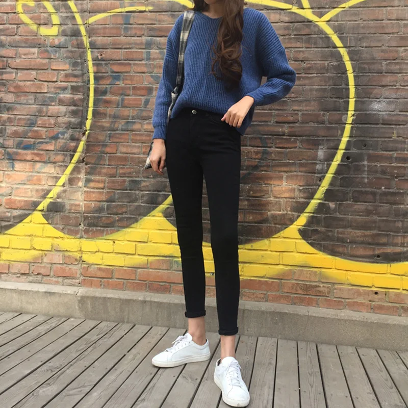 Джинсы Женские однотонные облегающие элегантные s джинсы карандаш до щиколотки