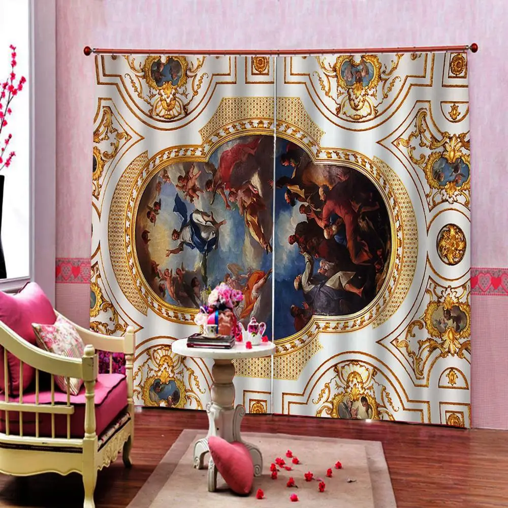 Европейская живопись маслом шторы для цифровой печати гостиной затемненные